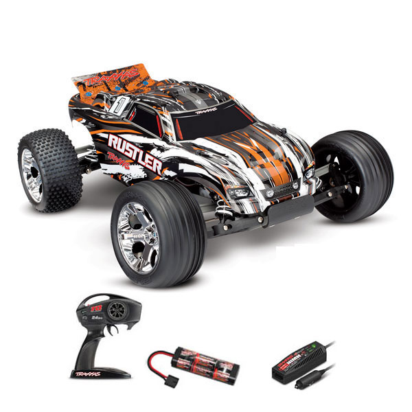 RUSTLER 4X2 BRUSHED AVEC ACCUS / CHARGEUR Orange (37054-1-ORNG)