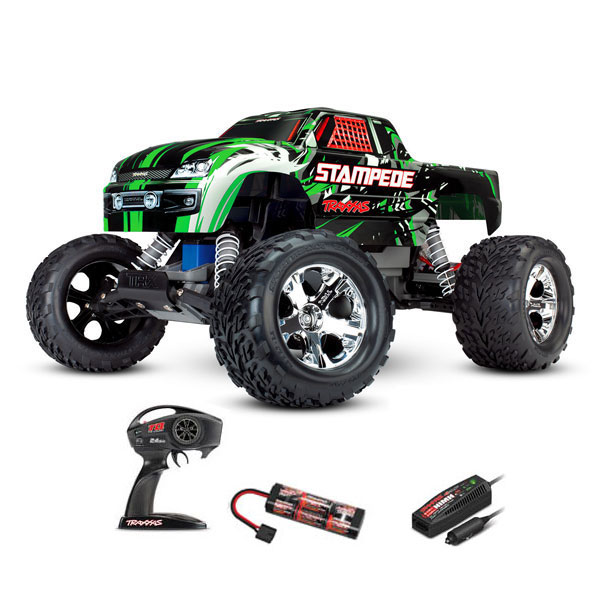 STAMPEDE 4X2 BRUSHED AVEC ACCUS / CHARGEUR Vert (36054-1-GRN)