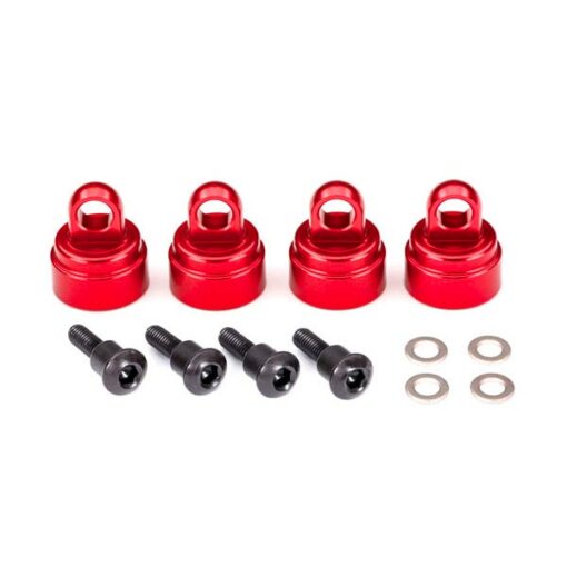 BOUCHONS D'AMORTISSEURS ALU ANODISE ROUGE (4)
