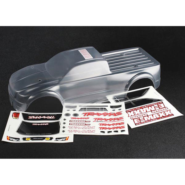 TRAXXAS CARROSSERIE TRANSPARENTE E-MAXX BRUSHLESS + AUTOCOLLANTS - MRC