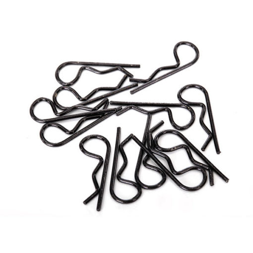 CLIPS DE CARROSSERIE NOIR 1/16 TAILLE STANDARD (12) LONG. 20MM (1834A)