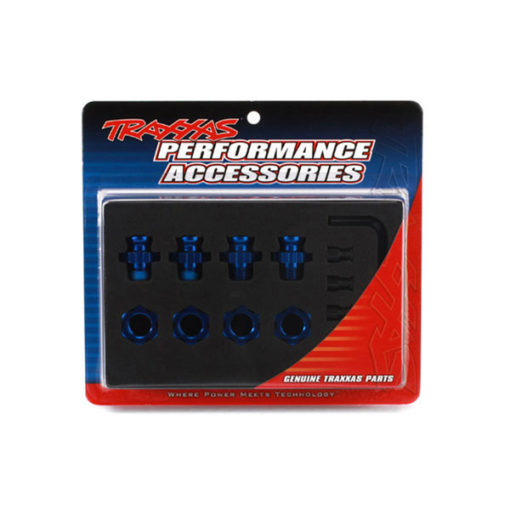 HEXAGONES DE ROUES ALU COURTS BLEU + ECROUS DE ROUES BLEU (4) (6856X)