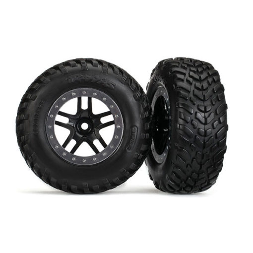 PNEUS + JANTES SATIN CHROME BEADLOCK STYLE (2) (2WD FRONT) (TSM) (5890)