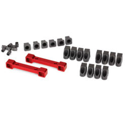 SUPPORTS DE TRIANGLE AVANT / ARRIERE ALU ANODISE ROUGE (4) (8334R)