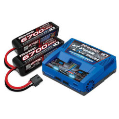 PACK CHARGEUR LIVE 2973G + 2 x LIPO 4S 6700MAH 2890X PRISE TRAXXAS (2997G)