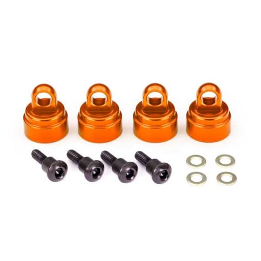 BOUCHONS D'AMORTISSEURS ALU ANODISE ORANGE (4) (3767T)