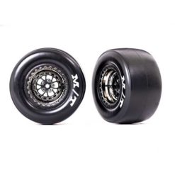 ROUES ARRIERES MONTEES COLLEES CHROMEES NOIRES FORTE ADHERENCE (2) (9476X)