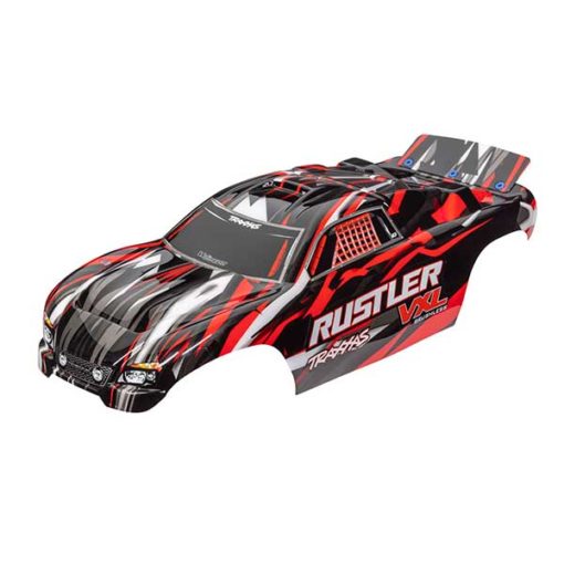 CARROSSERIE RUSTLER VXL PEINTE ET DECOREE ROUGE (3726)