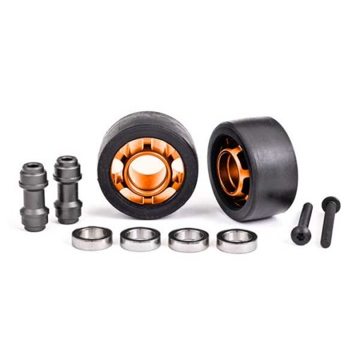 ROUES ALU ANODISES ORANGES POUR WHEELIE BAR - X-MAXX (2) (7775T)