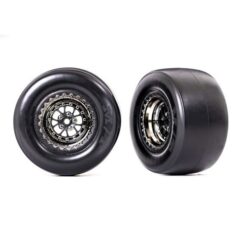 ROUES MONTEES COLLEES ARRIERES CHROMEES NOIRES SPECIAL BURNOUTS (2)