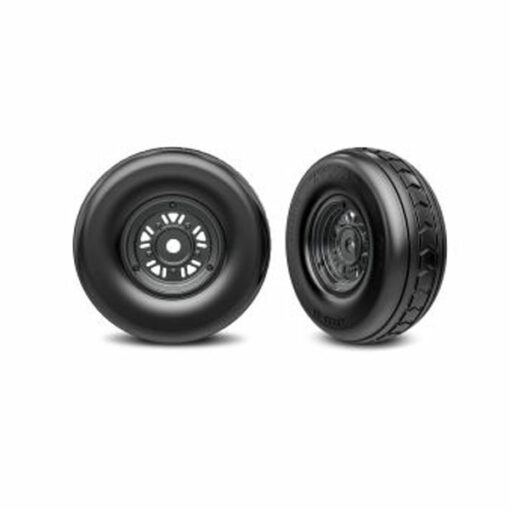 ROUES MONTEES COLLEES AVANT NERVURES CHROMEES NOIRES (X2) - FUNCO (10972-BLKC)