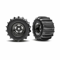 ROUES MONTEES COLLEES CEINTUREES CHROMEES NOIRES PELLE (2) - FUNCO (10973-BLKC)