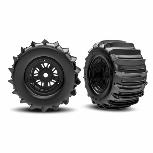 ROUES MONTEES COLLEES CEINTUREES NOIRES PNEUS PELLE (2) - FUNCO (10973)